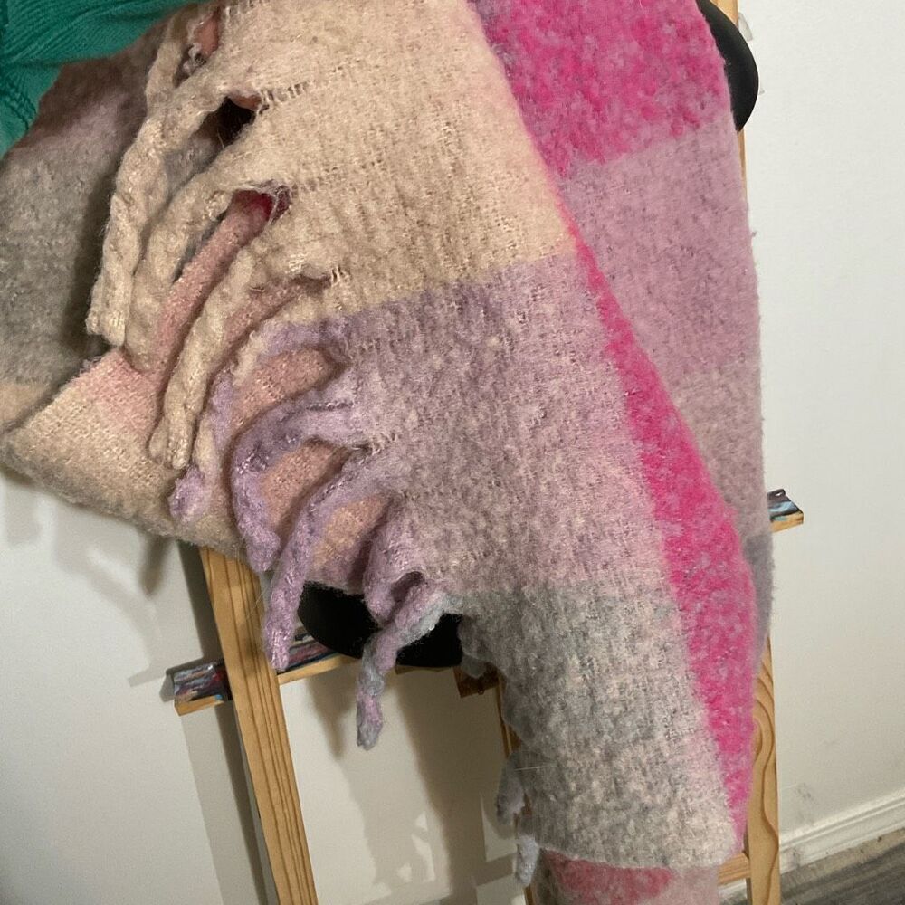 Soft Checked Tassel scarf pink one size - Picture 5 of 6